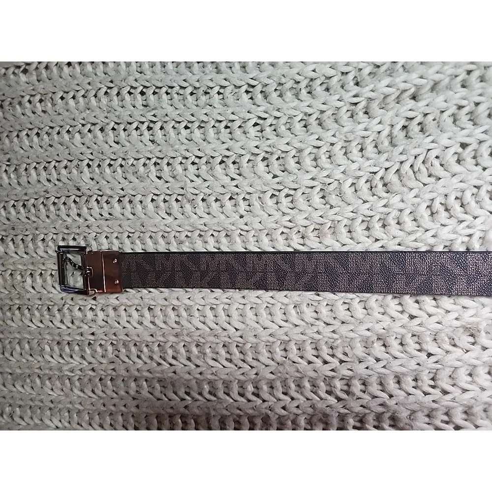 New MICHAEL KORS MK LOGO REVERSIBLE Belt Brown /Black Color MK Logo  37